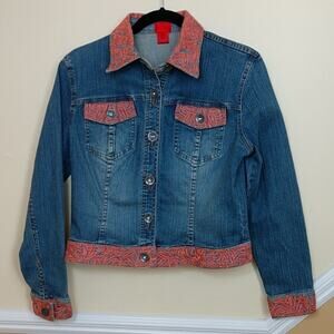 Very Vera Embroidered Denim Jacket size Small